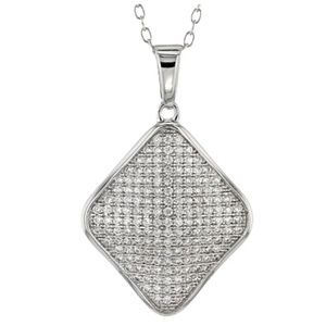 CZ  Sterling Silver necklace coated in rhodium Never worn!